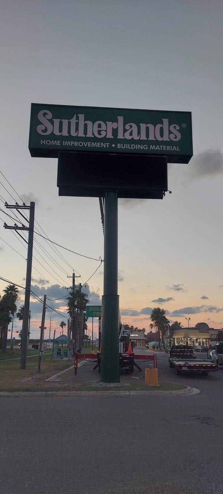 Elevated Sutherlands signage, enhancing visibility and brand recognition for the home improvement and building material store.